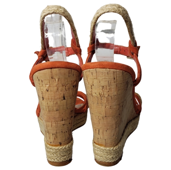 White House Black Market Jupiter Terra Cotta Suede Strappy Wedge Espadrilles 7 - Picture 10 of 10